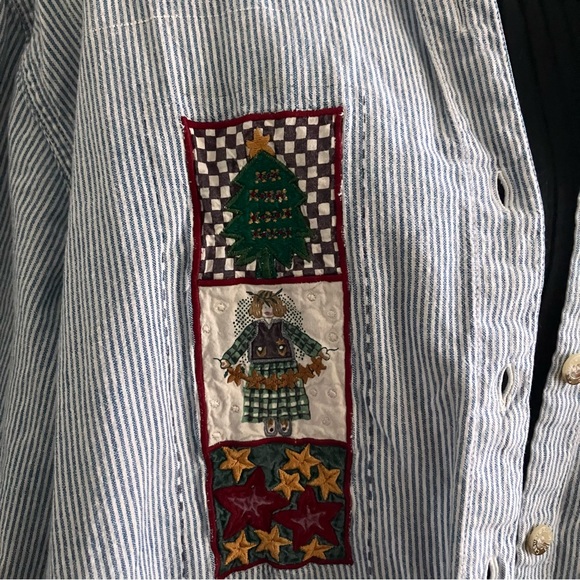 Vintage Holiday Button Down with Velour Collar - Picture 2 of 6